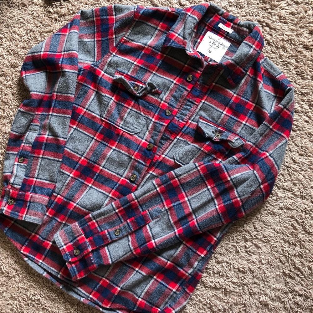 Sold😃a&f men’s casual plaid cotton shirt